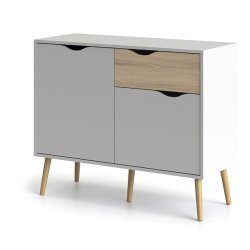 Odense 100 cm  sknk hvid og ege look med 1 skuffe og 2 skabe.