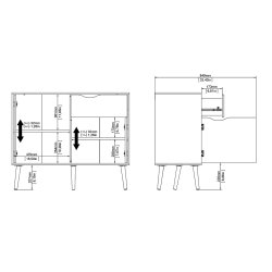 Odense 100 cm  sknk hvid og ege look med 1 skuffe og 2 skabe.