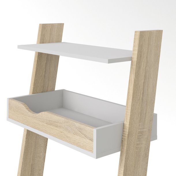 Odense skrivebord 65 cm bredt, hvidt og ege look