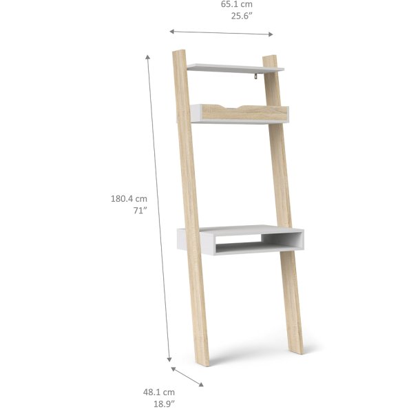 Odense skrivebord 65 cm bredt, hvidt og ege look
