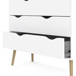 Odense 100 cm bred kommode med 5 skuffer, hvid og ege look 