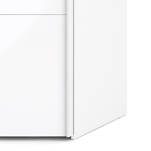 Trend 220 cm hjt, hvidt hjglans garderobeskab 120 cm bredt med 2 skydedre 