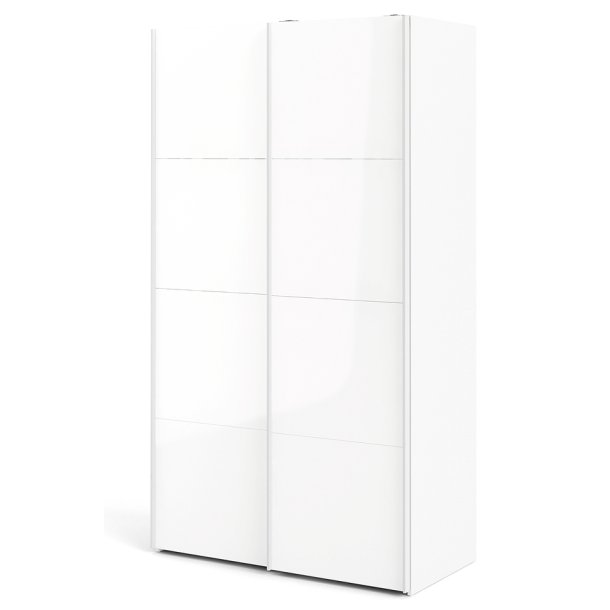 Trend 220 cm hjt, hvidt hjglans garderobeskab 120 cm bredt med 2 skydedre 