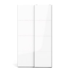 Trend 220 cm hjt, hvidt hjglans garderobeskab 120 cm bredt med 2 skydedre 