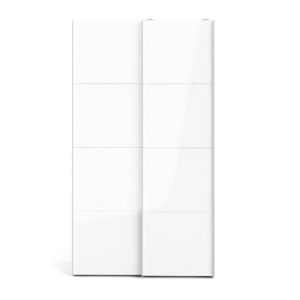 Trend 220 cm hjt, hvidt hjglans garderobeskab 120 cm bredt med 2 skydedre 