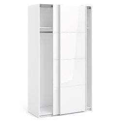 Trend 220 cm hjt, hvidt hjglans garderobeskab 120 cm bredt med 2 skydedre 