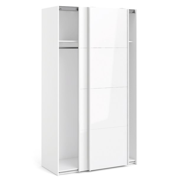 Trend 220 cm hjt, hvidt hjglans garderobeskab 120 cm bredt med 2 skydedre 