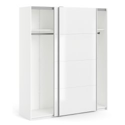 Trend 220 hvidt hjglans garderobeskab 180 cm bredt med 2 skydedre 