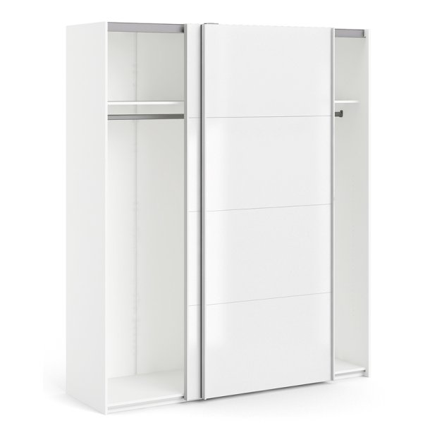 Trend 220 hvidt hjglans garderobeskab 180 cm bredt med 2 skydedre 