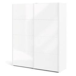 Trend 220 hvidt hjglans garderobeskab 180 cm bredt med 2 skydedre 