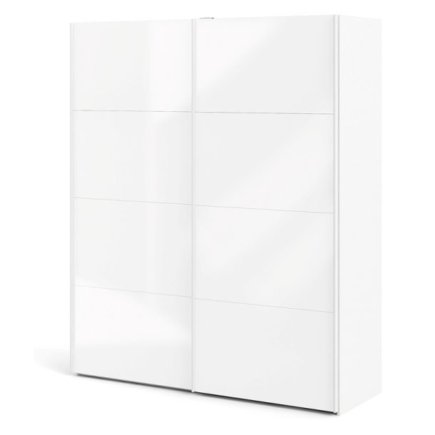 Trend 220 hvidt hjglans garderobeskab 180 cm bredt med 2 skydedre 