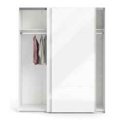 Trend 220 hvidt hjglans garderobeskab 180 cm bredt med 2 skydedre 