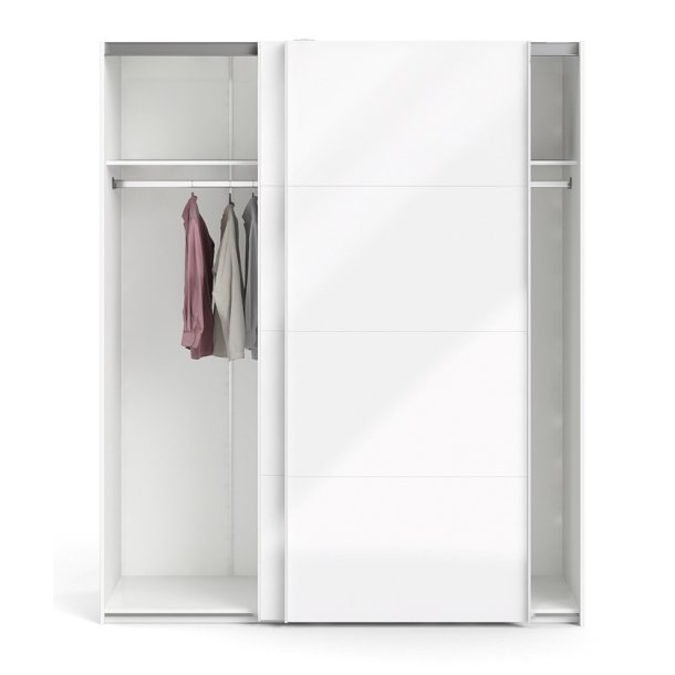 Trend 220 hvidt hjglans garderobeskab 180 cm bredt med 2 skydedre 