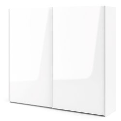 Trend 220 hvidt hjglans garderobeskab 240 cm bredt med 2 skydedre 