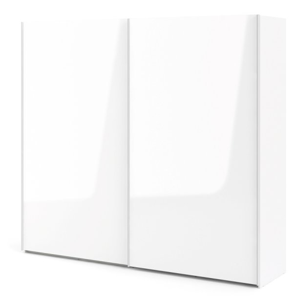 Trend 220 hvidt hjglans garderobeskab 240 cm bredt med 2 skydedre 