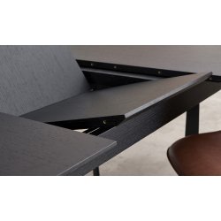 Rungsted spisebord 100 x 200 cm i sort egtrsfiner og med sortlakeret metalstel.