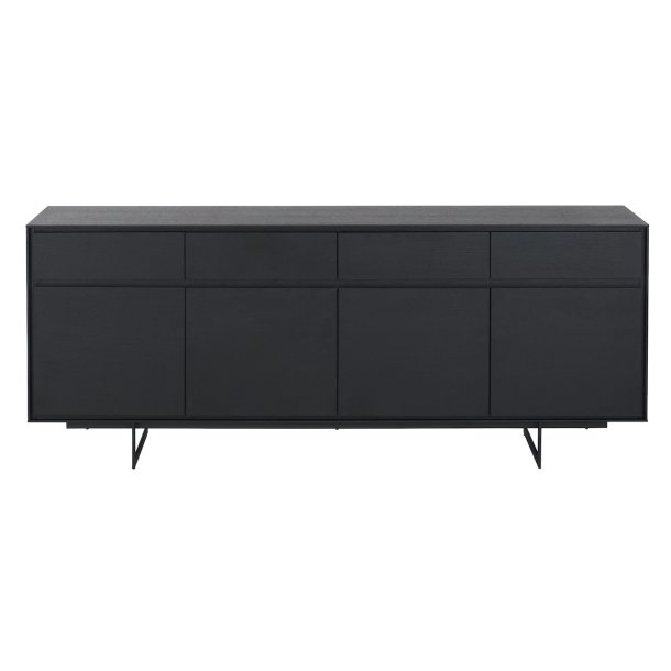 Rungsted 205 cm bred sknk i sort valnd med 4 skabe og 4 skuffer alle med softclose