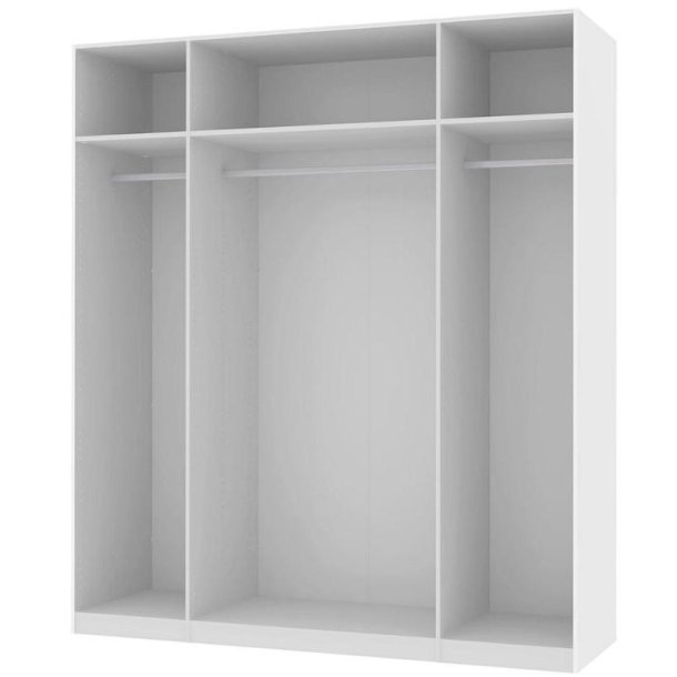 Walk-in 220 Basisskab 200 cm bredt med 3 sektioner hylde og bjlestang.