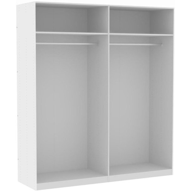 Walk-in 220 Basisskab 200 cm bredt med 2 sektioner med hylde og bjlestang.