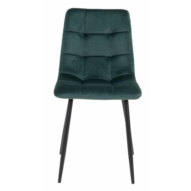 Munkebo spisebordsstol med kraftig polstring i mrkegrn velour stof.