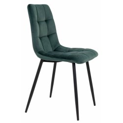 Munkebo spisebordsstol med kraftig polstring i mrkegrn velour stof.