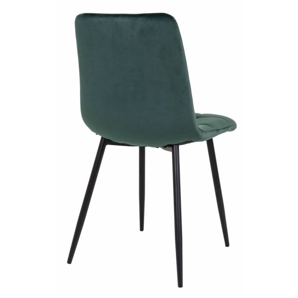 Munkebo spisebordsstol med kraftig polstring i mrkegrn velour stof.