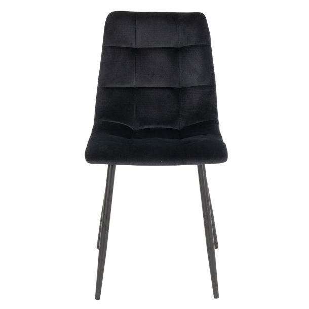 Munkebo spisebordsstol med kraftig polstring i sort velour stof.
