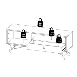 Sor 150 cm TV bord med skab og skuffe - mathvidt