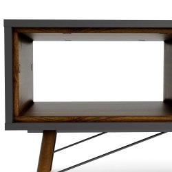 Sor 100 cm  sofabord med 1 skuffe - matsort/valnd