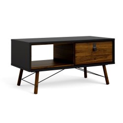 Sor 100 cm  sofabord med 1 skuffe - matsort/valnd