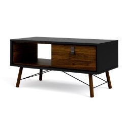 Sor 100 cm  sofabord med 1 skuffe - matsort/valnd