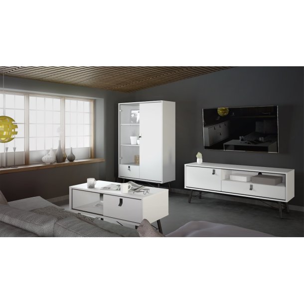 Sor 100 cm sofabord med 1 skuffe, mathvid