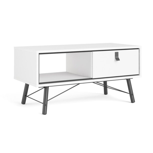 Sor 100 cm sofabord med 1 skuffe, mathvid