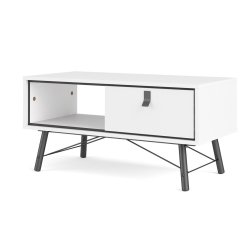 Sor 100 cm sofabord med 1 skuffe, mathvid