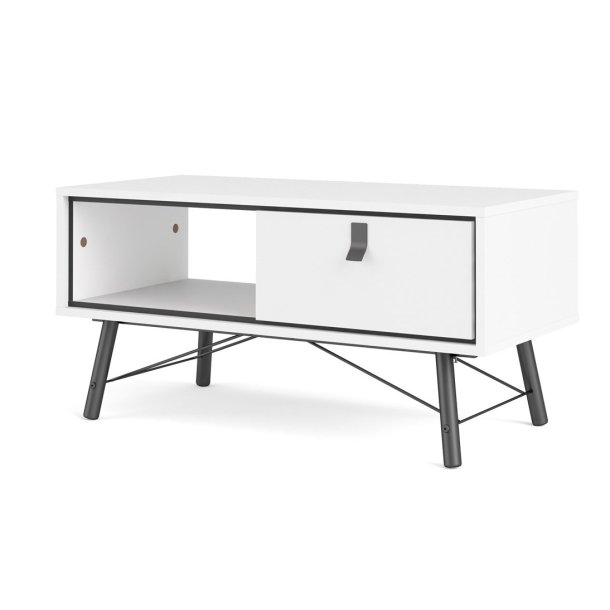 Sor 100 cm sofabord med 1 skuffe, mathvid