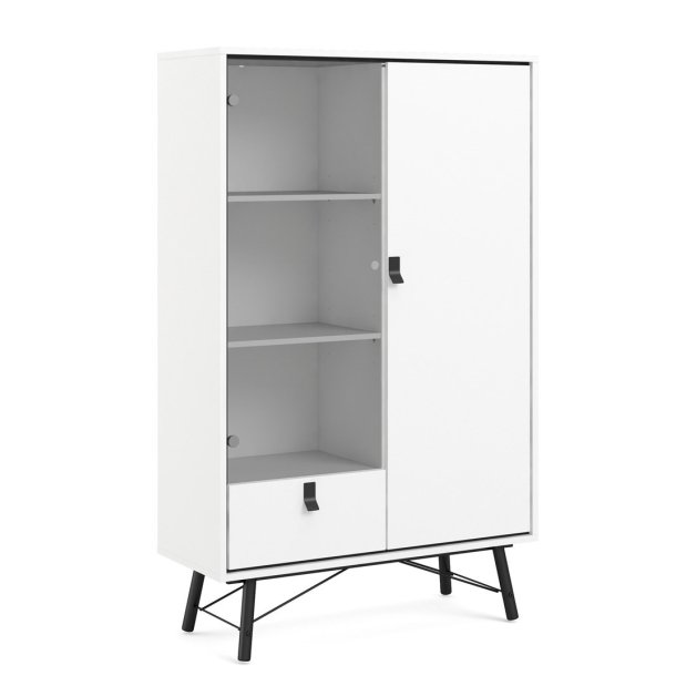 Sor Vitrine mathvid 100 cm med 2 skabe og skuffe