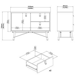 Sor sknk, 100 cm mathvid med skab og to skuffer.