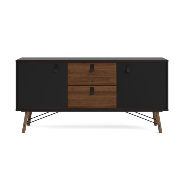 Sor bred sknk, 150 cm matsort/valnd med to skabe og to skuffer.