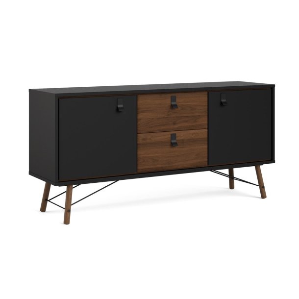 Sor bred sknk, 150 cm matsort/valnd med to skabe og to skuffer.