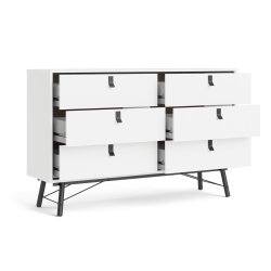 Sor dobbelt kommode, 150 cm mathvid med 6 skuffer