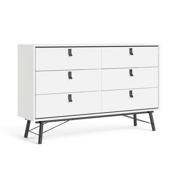 Sor dobbelt kommode, 150 cm mathvid med 6 skuffer