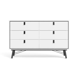 Sor dobbelt kommode, 150 cm mathvid med 6 skuffer