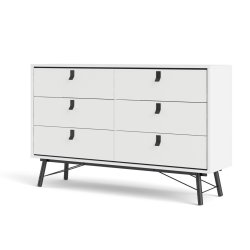 Sor dobbelt kommode, 150 cm mathvid med 6 skuffer