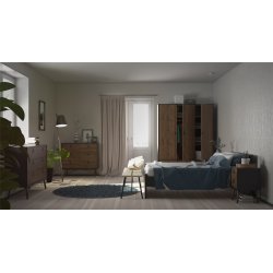  Sor kommode, 100 cm matsort/valnd med 6 skuffer