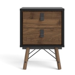 Sor� natbord med 2 skuffer, matsort/valn�d look