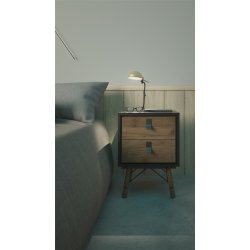 Sor� natbord med 2 skuffer, matsort/valn�d look