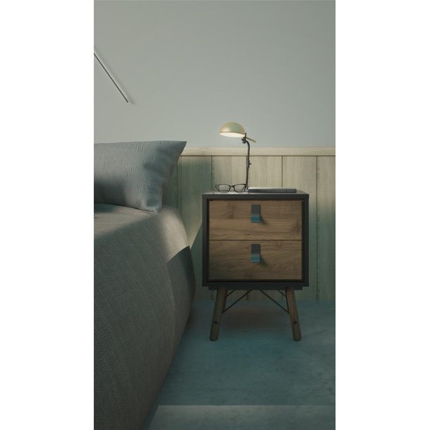 Sor� natbord med 2 skuffer, matsort/valn�d look