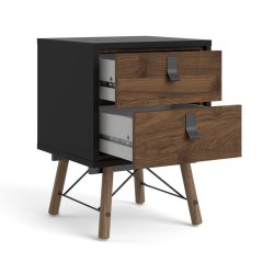 Sor� natbord med 2 skuffer, matsort/valn�d look