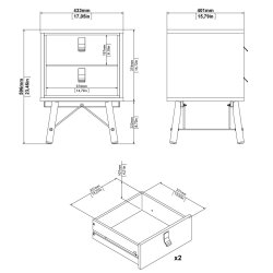 Sor� natbord med 2 skuffer, matsort/valn�d look