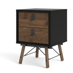 Sor� natbord med 2 skuffer, matsort/valn�d look